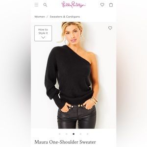 LILLY PULITZER Black Maura One-Shoulder Sweater - Size S